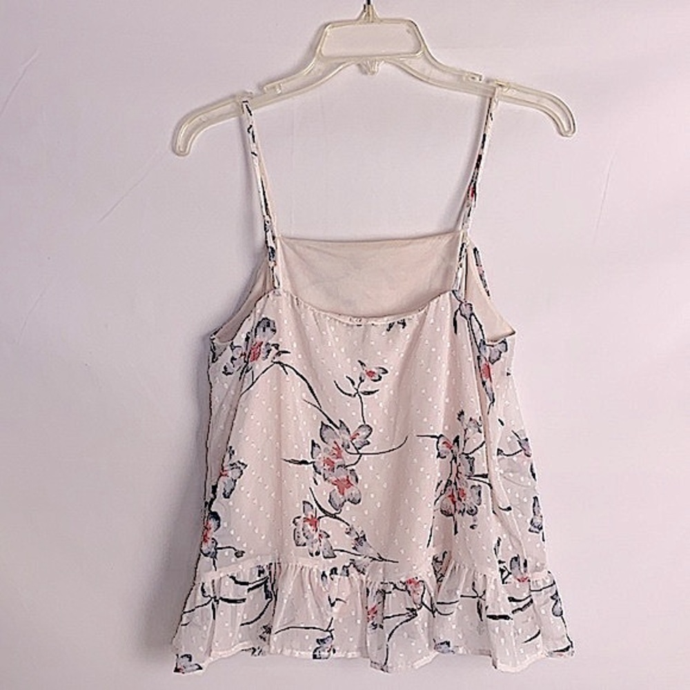 Collective Concepts Women Peplum Floral Top M Spaghetti Straps Pink Black Summer